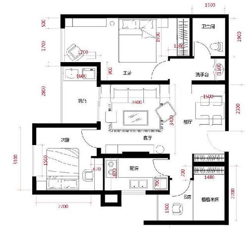 太湖国际花园一期106㎡现代简约