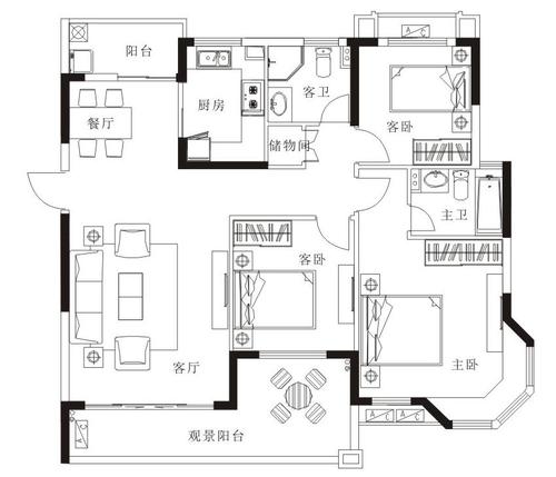 远洋和平府160㎡简欧风格
