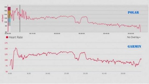 Polar心率带与Garmin Forerunner 225运动手表心率数据对比（图片来自腾讯）