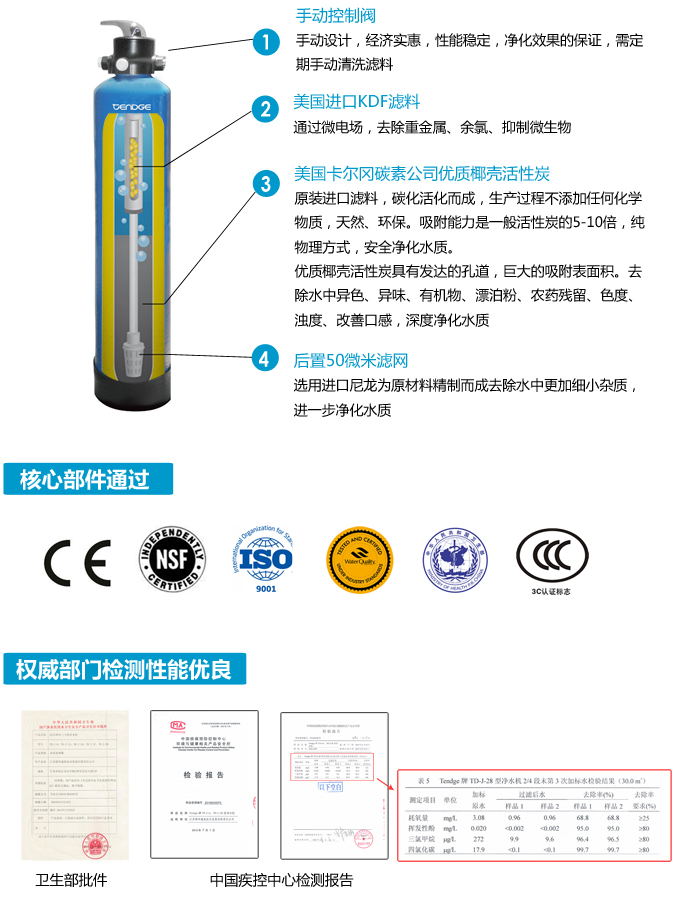 恬净手动中央净水机TD-J-13-S型