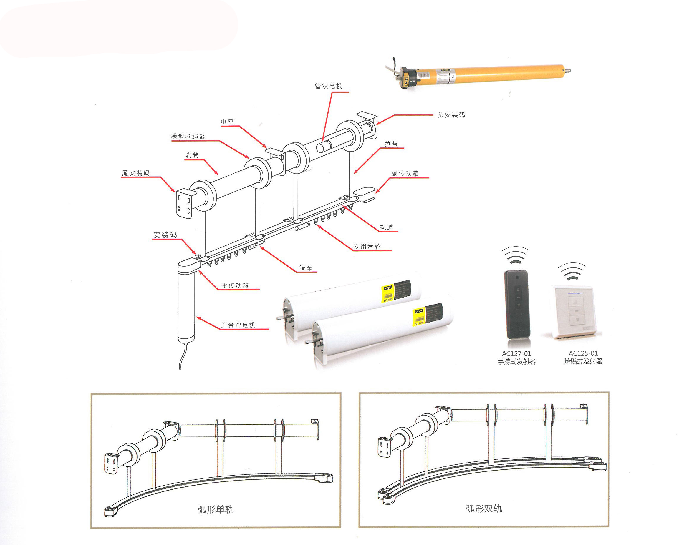 电动遮光窗帘结构图